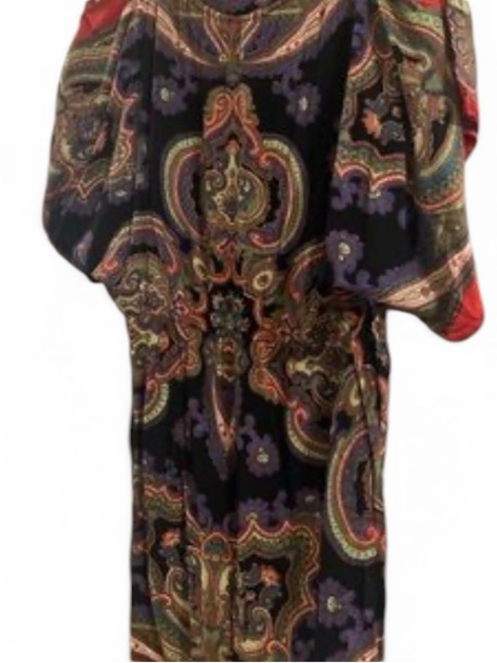 Vintage Angie Dark Paisley Print Kimono-Style Dress S